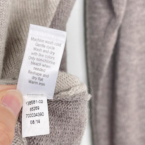 Athleta Small Merino Wool Frisco Sweater Boat Neck Colorblock Cream Brown - Picture 11 of 13